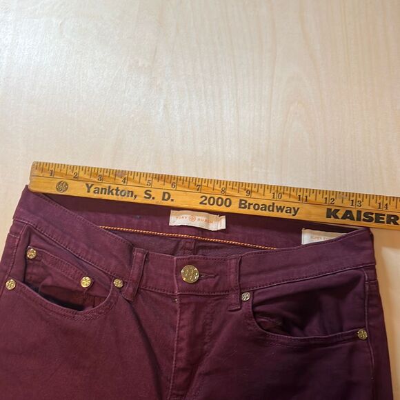 Tory Burch Super Skinny Jeans Stretch Maroon Red Size‎ 24 - Picture 7 of 7